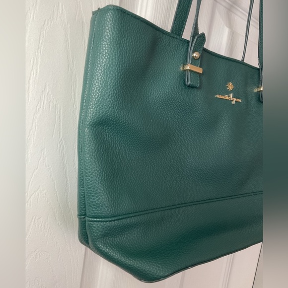Nanette Lepore Green Pebbled Leather Tote Shoulder Work Bag - Picture 3 of 12